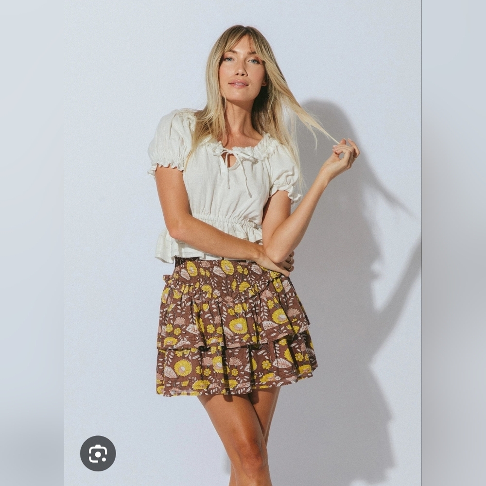 Cleobella Kenna Ruffled Mini Skirt in Dahlia Print Small